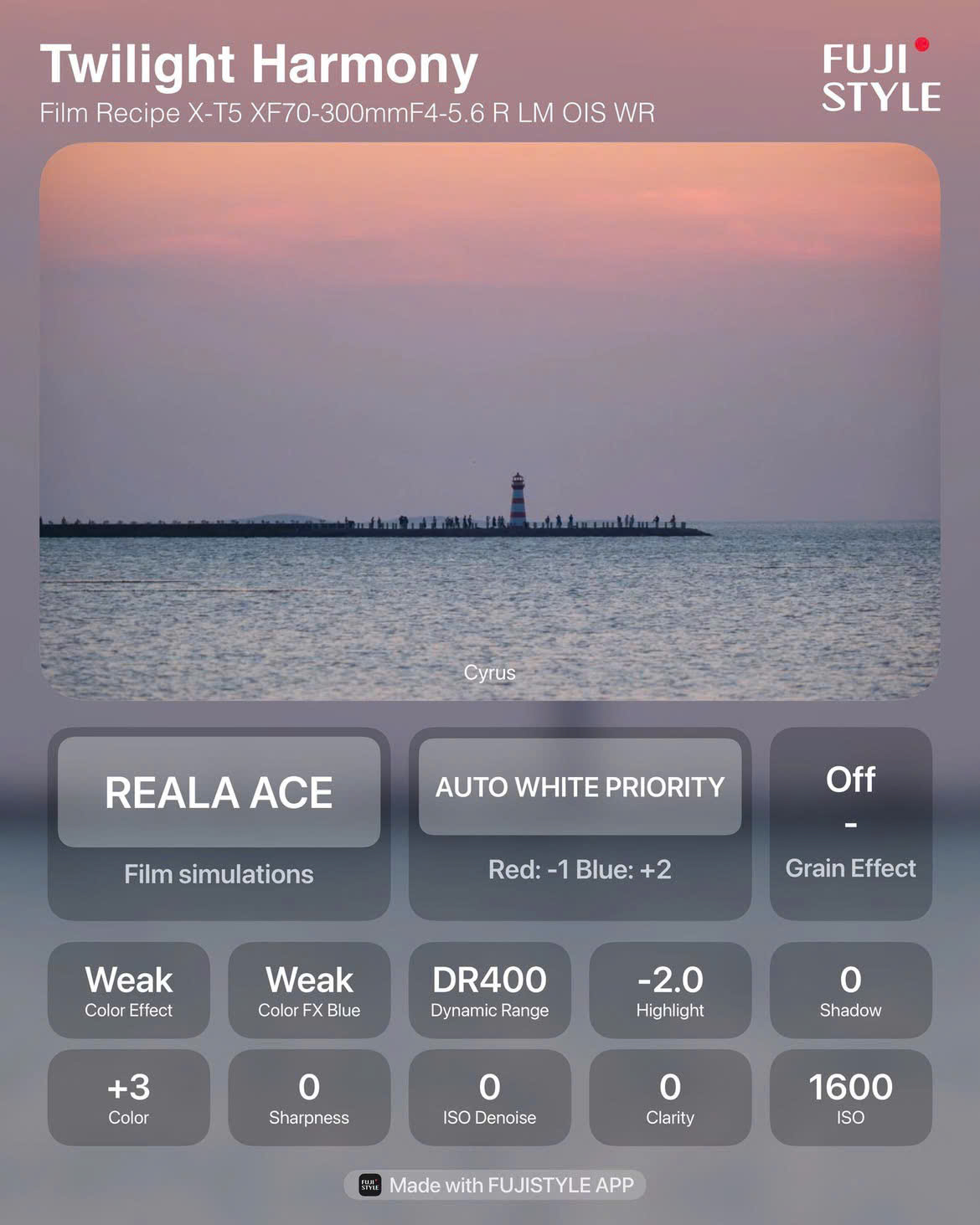 công thức màu fujifilm