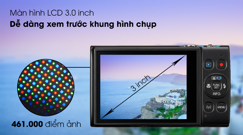 Màn hình LCD 3.0 inch với độ phân giải cao, cho phép bạn xem và chụp ảnh một cách dễ dàng.