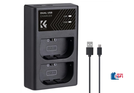 Sạc pin 2 khe K&F Concept LP-E6 KF28.0007 cho R5, R6, R6II, R7