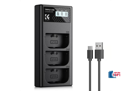 Sạc pin 3 khe K&F Concept LP-E6 KF28.0062 cho R5, R6, R6II, R7